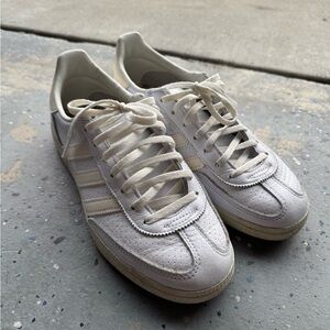 adidas White Sneakers with Leather Upper and Low-Top Design